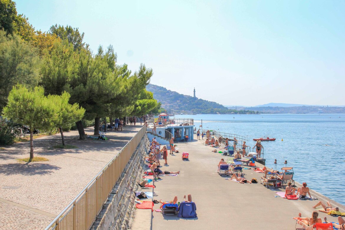 Strand Topolini, Triest, Italien